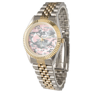 Pink and Grey Camouflage, Military, Army Watch