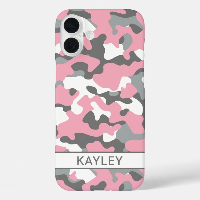 Pink and Grey Camouflage Personalized Case-Mate iPhone Case (Back)