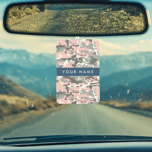 Pink and Grey Camouflage Your name Personalize Air Freshener