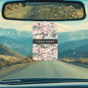 Pink and Grey Camouflage Your name Personalize Air Freshener