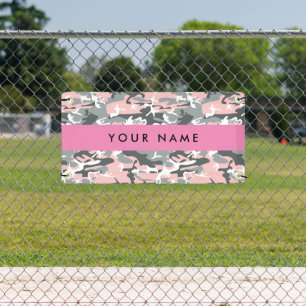 Pink and Grey Camouflage Your name Personalize Banner