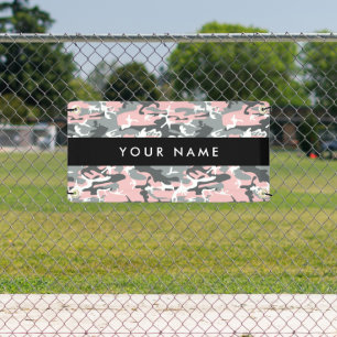 Pink and Grey Camouflage Your name Personalize Banner