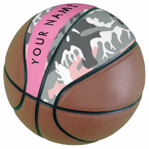 Pink and Grey Camouflage Your name Personalize Basketball