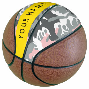 Pink and Grey Camouflage Your name Personalize Basketball