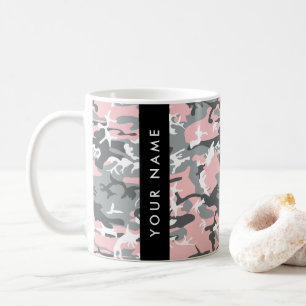 Pink and Grey Camouflage Your name Personalize Coffee Mug