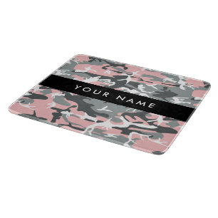 Pink and Grey Camouflage Your name Personalize Cutting Board