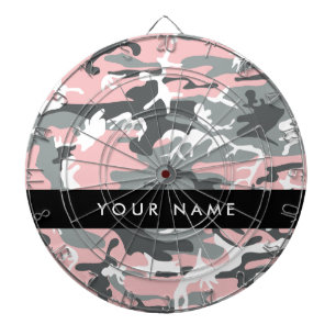 Pink and Grey Camouflage Your name Personalize Dartboard