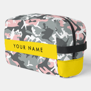 Pink and Grey Camouflage Your name Personalize Dopp Kit