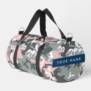Pink and Grey Camouflage Your name Personalize Duffle Bag