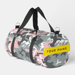 Pink and Grey Camouflage Your name Personalize Duffle Bag
