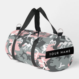 Pink and Grey Camouflage Your name Personalize Duffle Bag