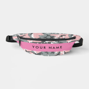 Pink and Grey Camouflage Your name Personalize Fanny Pack