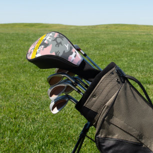 Pink and Grey Camouflage Your name Personalize Golf Head Cover