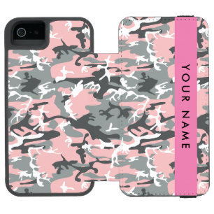 Pink and Grey Camouflage Your name Personalize Incipio Watson™ iPhone 5 Wallet Case