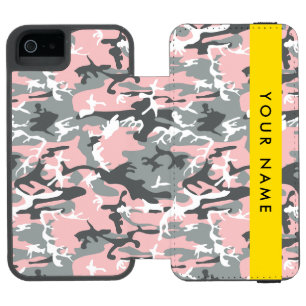 Pink and Grey Camouflage Your name Personalize Incipio Watson™ iPhone 5 Wallet Case