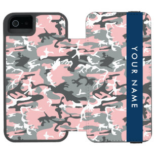 Pink and Grey Camouflage Your name Personalize Incipio Watson™ iPhone 5 Wallet Case