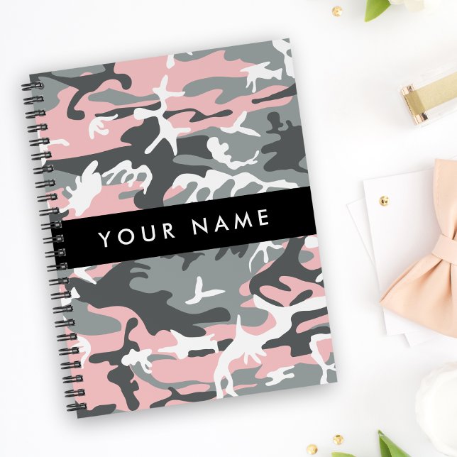 Pink and Grey Camouflage Your name Personalize Notebook (Creator Uploaded)