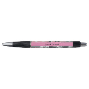 Pink and Grey Camouflage Your name Personalize Pen