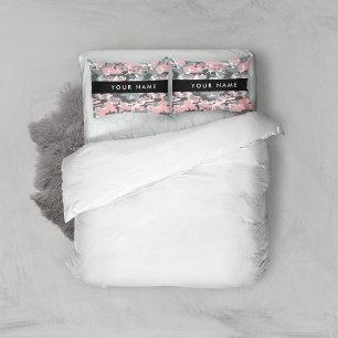 Pink and Grey Camouflage Your name Personalize Pillowcase