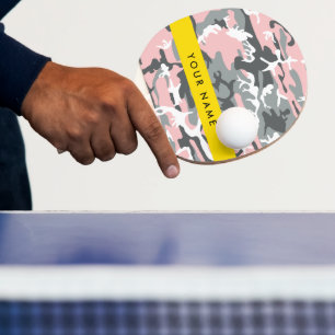 Pink and Grey Camouflage Your name Personalize Ping Pong Paddle