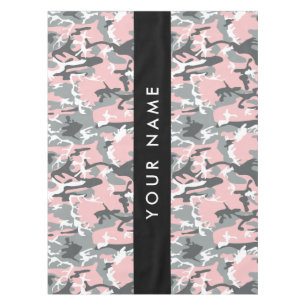 Pink and Grey Camouflage Your name Personalize Tablecloth