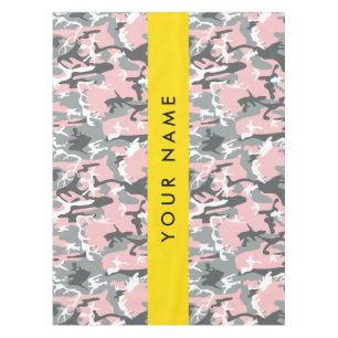 Pink and Grey Camouflage Your name Personalize Tablecloth