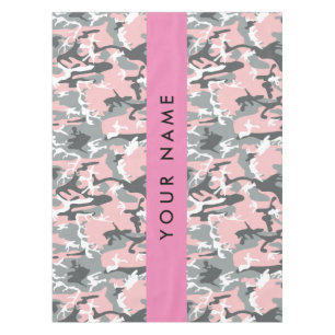Pink and Grey Camouflage Your name Personalize Tablecloth