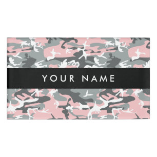 Pink and Grey Camouflage Your name Personalize Tag