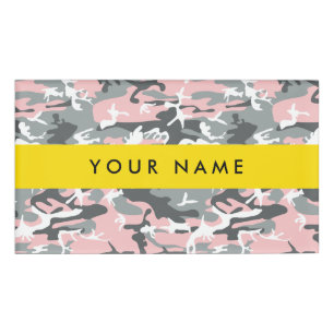 Pink and Grey Camouflage Your name Personalize Tag