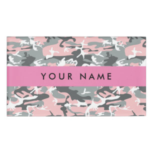 Pink and Grey Camouflage Your name Personalize Tag