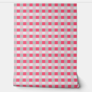 Pink and grey check wallpaper
