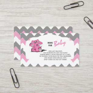 Pink and Grey Chevron Elephant   Bring a Book  Business Card