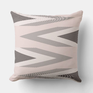 pink and Grey Chevron Pattern Throw Pillow