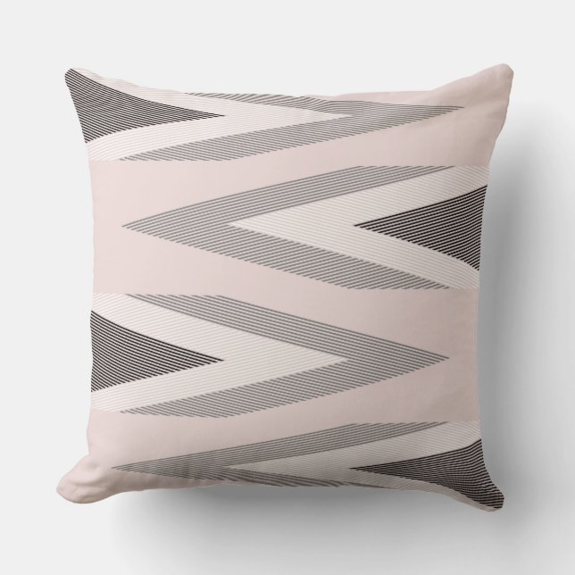 pink and Grey Chevron Pattern Throw Pillow (Front)