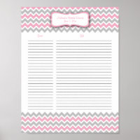 Pink and Grey Chevron Shower Gift List