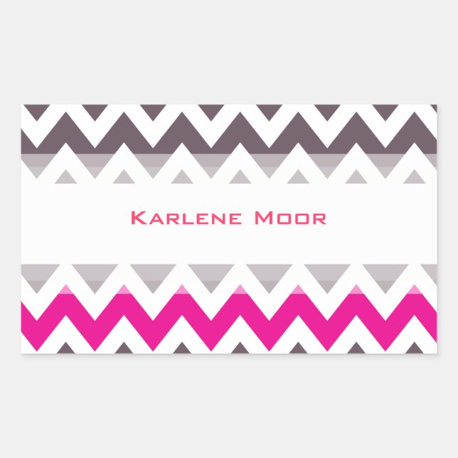 Pink and grey chevron sticker (Front)