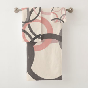 Pink and Grey Circles      Bath Towel Set