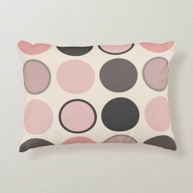 Pink and Grey Circles Mid-century Modern  Accent Pillow (Front)