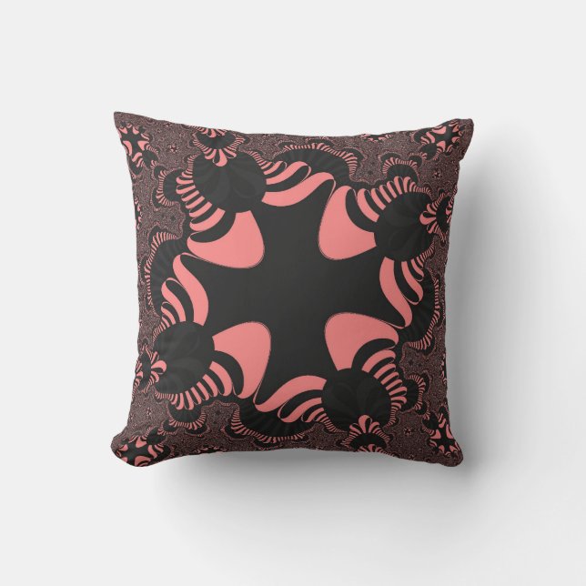 Pink and Grey Cross Throw Pillow (Front)