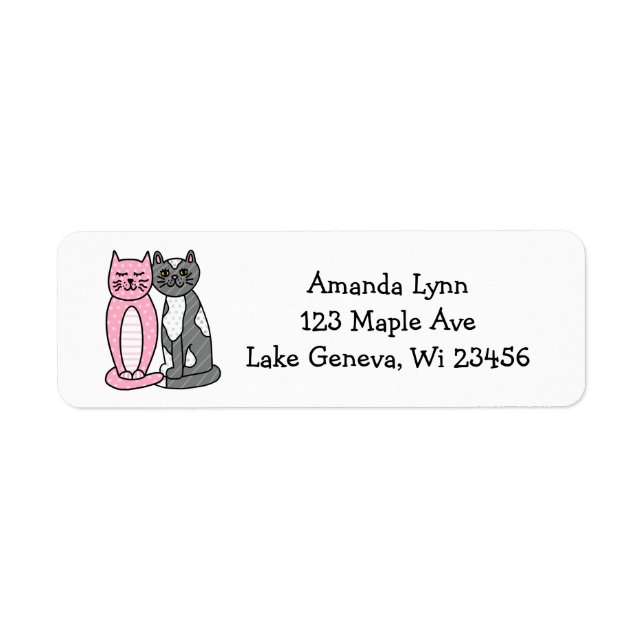 Pink and Grey Cuddly Cute Kitty Cats   (Front)