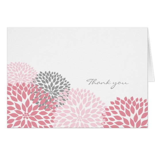 Pink and Grey Dahlia Blossom Thank you notes