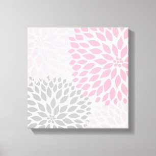 Pink and Grey Dahlia Square Wall Art