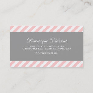 Pink and Grey Diagonal Stripes Business Card