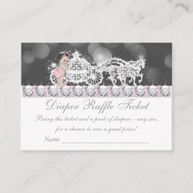 Pink and Grey Diaper Raffle Ticket Enclosure Card (Front)