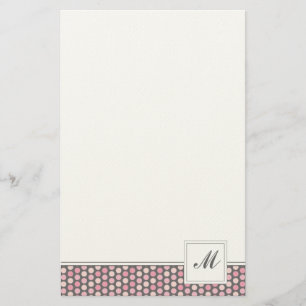 Pink and Grey Dots Pattern Stationery