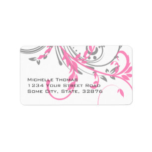Pink and Grey Double Floral Return Address Label
