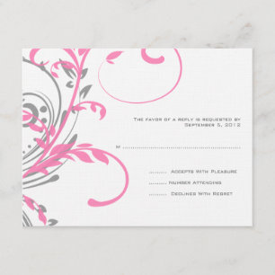 Pink and Grey Double Floral Wedding RSVP