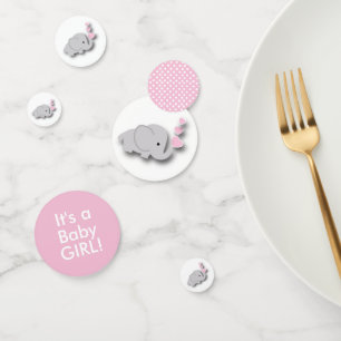 Pink and Grey Elephant 🐘   Baby Shower Confetti