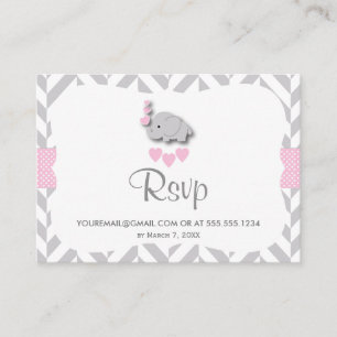 Pink and Grey Elephant Baby Shower - RSVP Email Enclosure Card