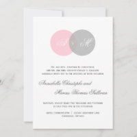 Pink and Grey Entwined Circles Wedding Invitation